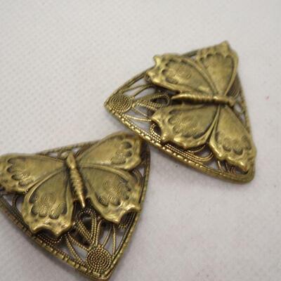 Victorian Butterfly Clip Earrings, Filigree 