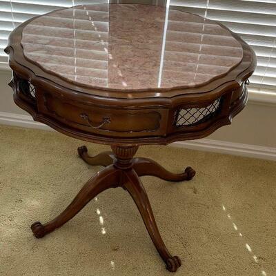 #5 Pecan Marble Top Table 