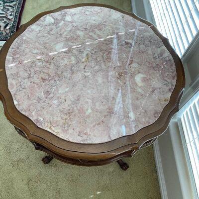 #5 Pecan Marble Top Table 
