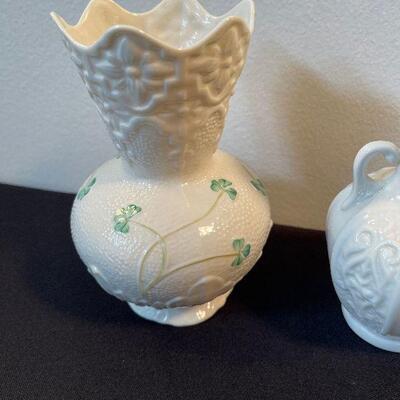 #7 Pair of Irish Belleek Vases with Shamrocks