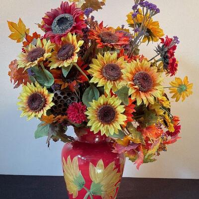 #9 Beautiful Sunflower Vase with Silk Flowers. 