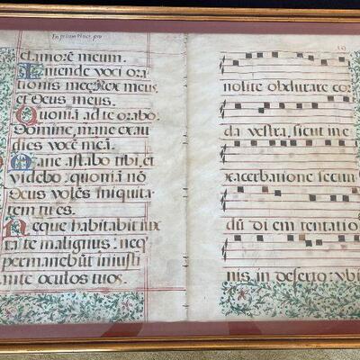 #11 Illuminated Manuscript Parchment or Sheet Music Framed 