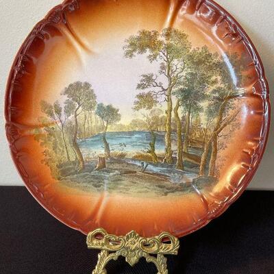 #45 Antique Forest Scene Decorative China Plate 