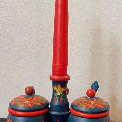 #46 Hand painted Russian Spice Holder with candle 