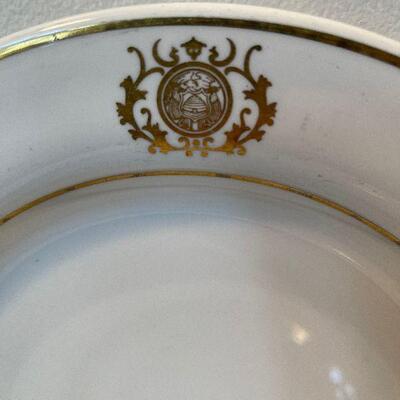 #68 4 Plates  Syracuse China Hotel, with gold crest