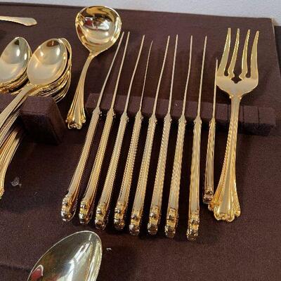 #79  GOLD Toned F.B. Rogers Flatware Service for 16 