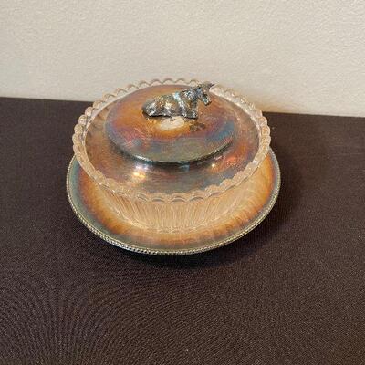 #81 Silver plated Butter Dish with Cow Lid 