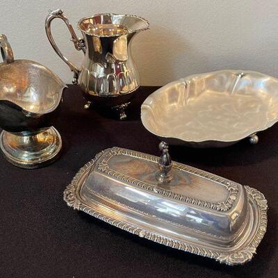 #87 4 Pieces of Silver Serving Ware 
