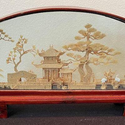 #95 Hand Carved Wood ASIAN Village 