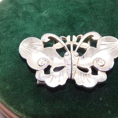 Gold Butterfly Belt Buckle, Art Nuevo Style 