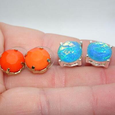 Orange & Opalescent Post Earrings