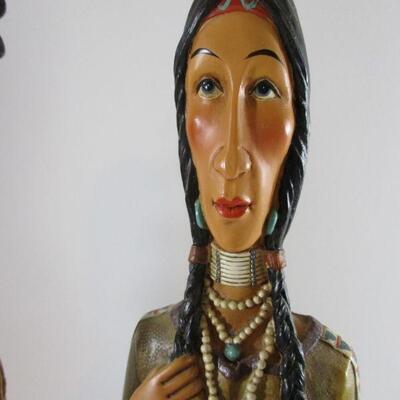 Wood Indian Couple Dolls CIRCA 1900