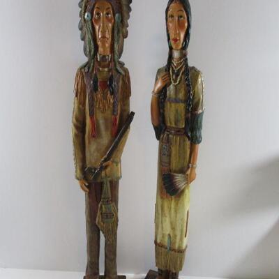 Wood Indian Couple Dolls CIRCA 1900
