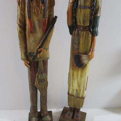 Wood Indian Couple Dolls CIRCA 1900