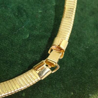 Modernist Choker Snake Gold 2-Tone Chain Necklace & Bracelet 