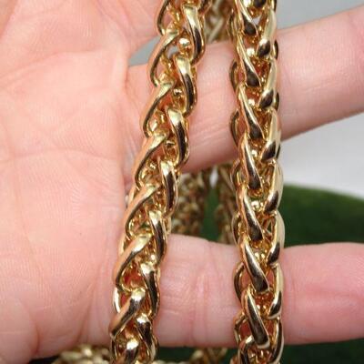 Chunky Twist Gold Tone Chain Necklace 