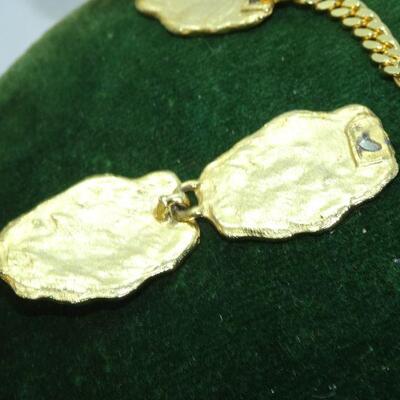 Modernist Gold Tone Link Necklace - needs repair 