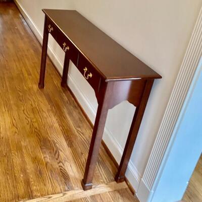 Narrow Console table with Three Drawers & Brass Pulls 