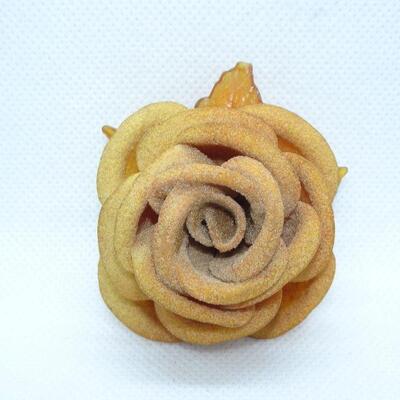 Felt & Plastic Yellow Rose Brooch - MCM