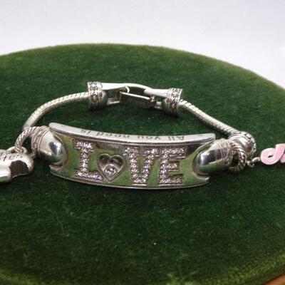 Brighton All You Need Is Love Bracelet With Breast Cancer Pink Ribbon Charm - Great Condition - RESERVE