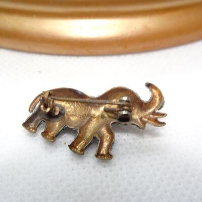 1940's Lucky Elephant Pin, Metal, Trunk up! 