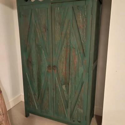B504 Vintage Green Painted Wooden Cabinet 