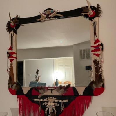 B511 Beautiful Handmade Navajo Style Wall Mirror with Accents 