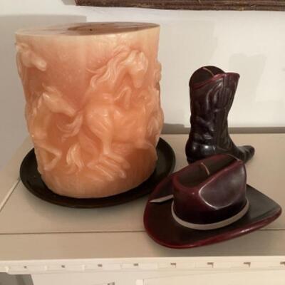 B533 Horse Sculptured and Cowboy Hat/ Boot Candles 