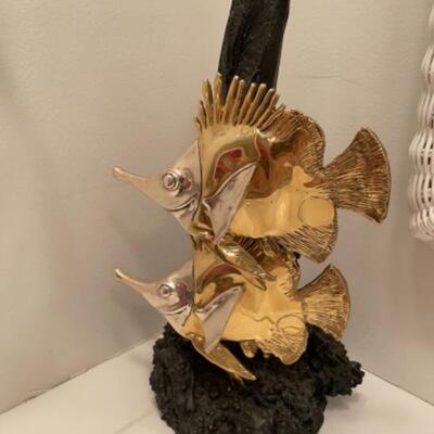 B543 Dâ€™ Argenta Silver and Gold Plated Tropical Fish Sculpture 