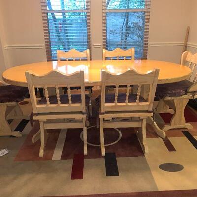 7' Solid Wood Farm Table with 6 Chairs