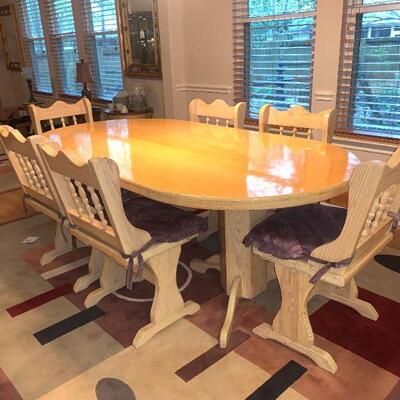 7' Solid Wood Farm Table with 6 Chairs