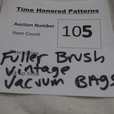 Lot 105 Vintage Vacuum bags and Fuller Brush Pane DR