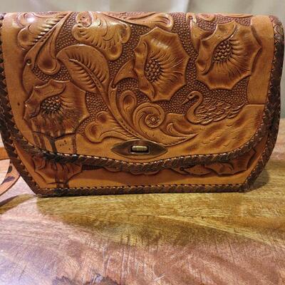 Leather tooled handbag