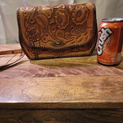 Leather tooled handbag