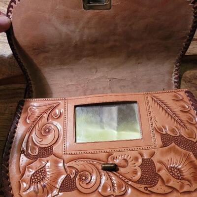 Leather tooled handbag