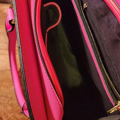 Hot pink and black handbag