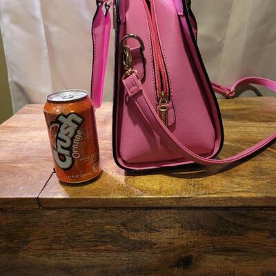 Hot pink and black handbag