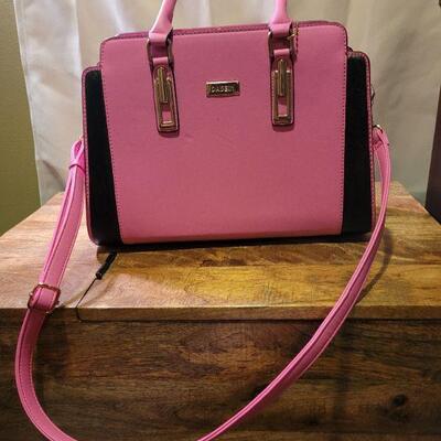 Hot pink and black handbag