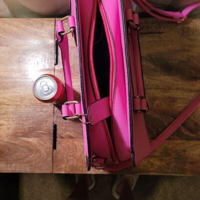 Hot pink and black handbag