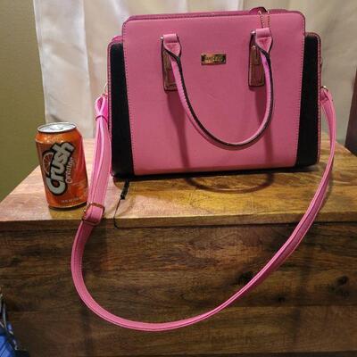Hot pink and black handbag