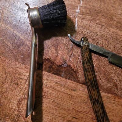 Antique brush and straight razor