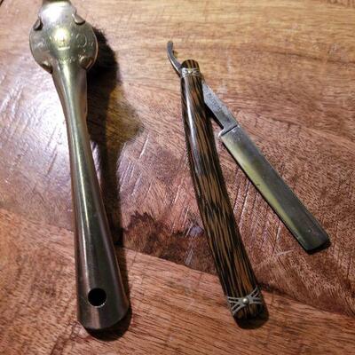Antique brush and straight razor