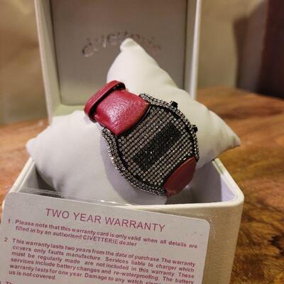 New red Swarovski Crystal women's watch