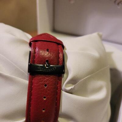 New red Swarovski Crystal women's watch