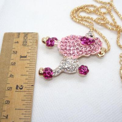Pretty in Pink Bling Poodle Pendant 