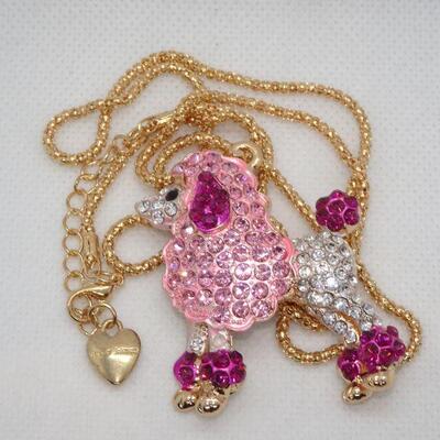 Pretty in Pink Bling Poodle Pendant 