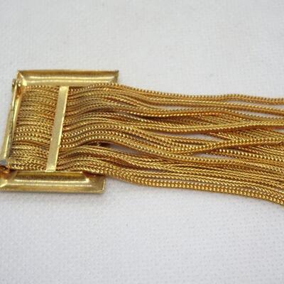 Gold Tone Art DEco Fringe Chain Brooch