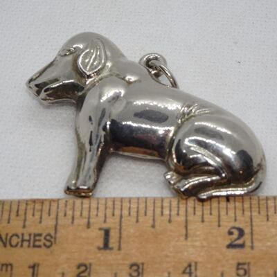 Large Hollow Silver Labrador Pup Pendant 