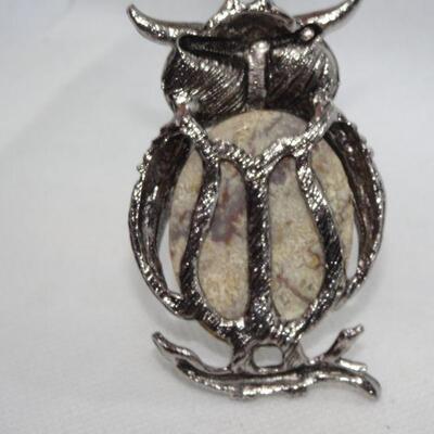 Natural Gem Stone Statement Owl Pendant, Fall Jewelry 