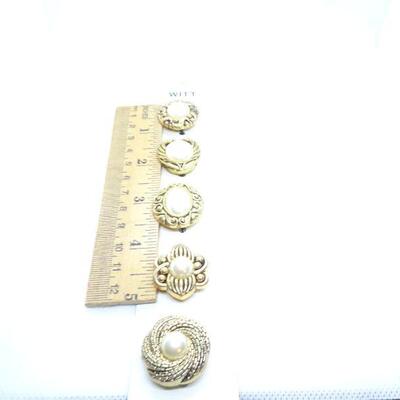 Victorian Style Gold Tone Button Covers, Faux Pearl Accents 